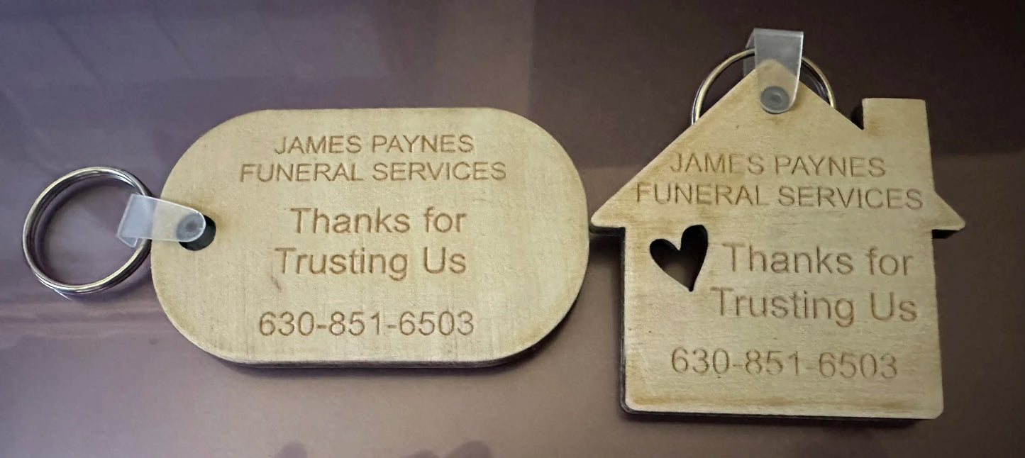 Wooden/ Acrylic Keychain with Ring- Oval or House Shape (25 pieces)