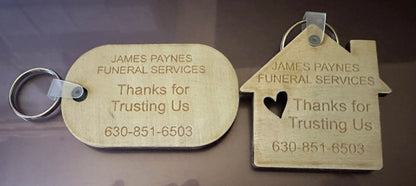 Wooden/ Acrylic Keychain with Ring- Oval or House Shape (25 pieces)