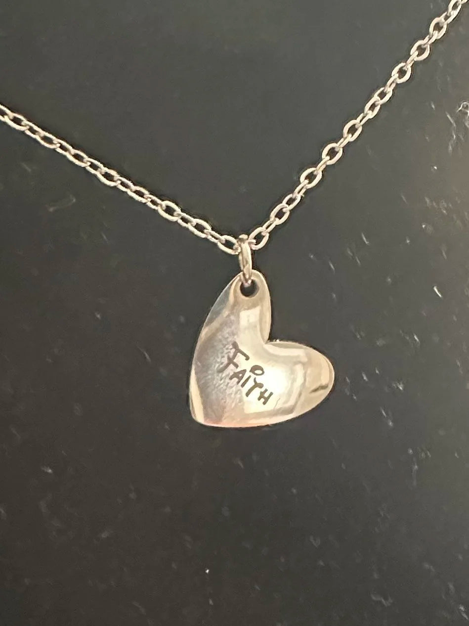 Small Angled Heart Charm Pendant Necklace