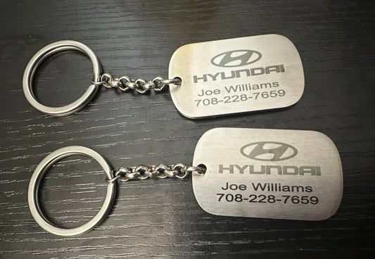 Brushed Rounded Rectangle Pendant Keychain